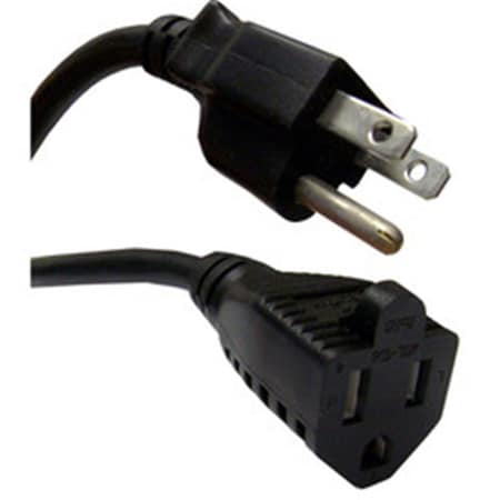 Cable Wholesale SJT Extension Cord, 18 AWG, 1 Outlets, 5-15R, Black, 5-15P, 3 ft 10W1-03203